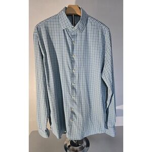 Peter Millar Crown Sport Large Long‎ Sleeve Men's Shirt Blue White And Green...